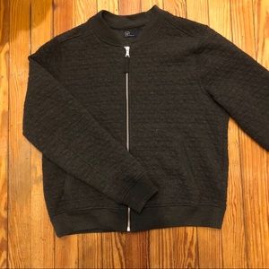 Gap jacquard bomber jacket in charcoal gray EUC